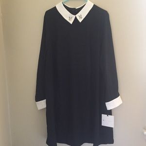 Wednesday Addams dress with bunny collar